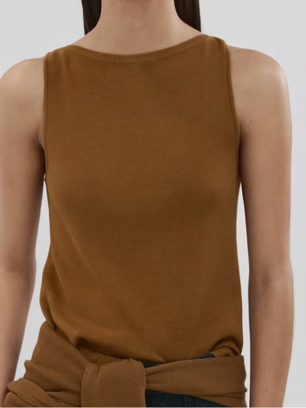 Mango Sleeveless Knit Tank in Warm Chestnut FINE-KNIT TOP 5821